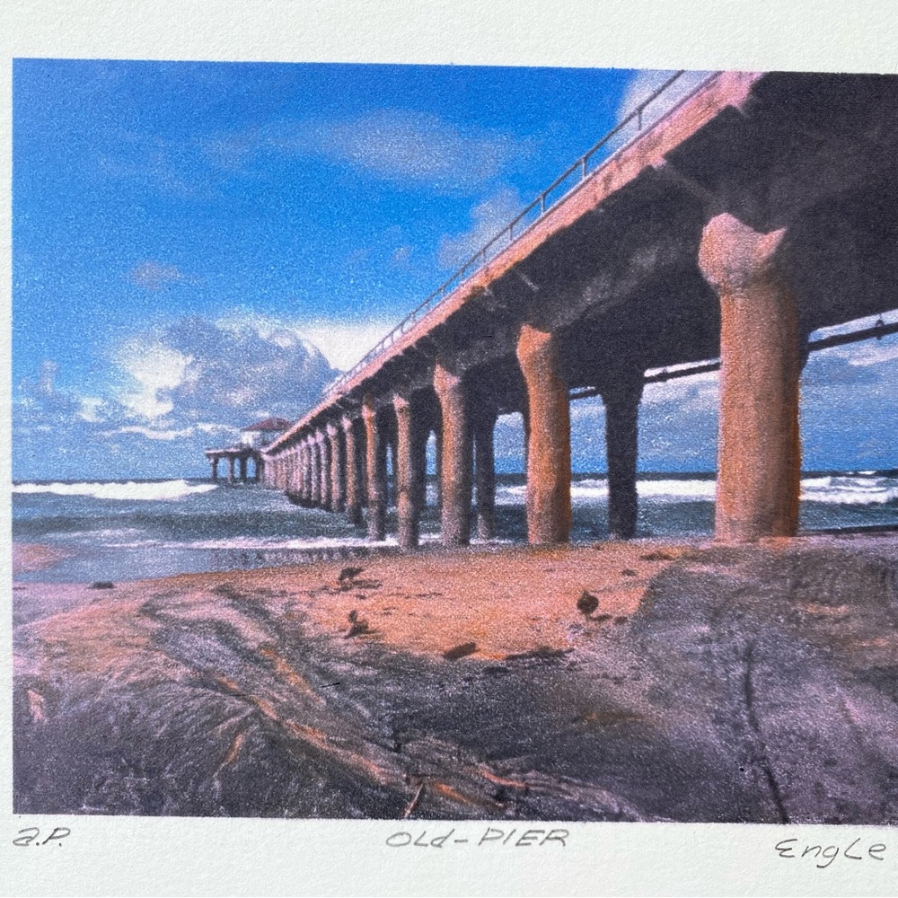 VTG Huntington Beach “Old Pier” Framed Art Print